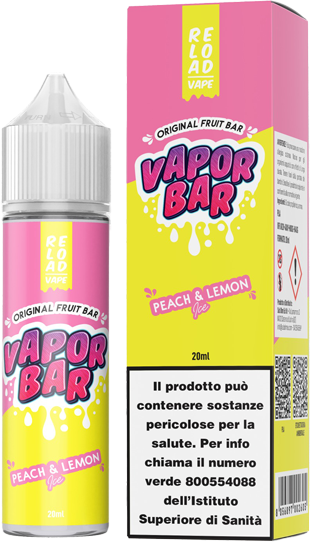 Reload Vape Peach & Lemon Ice Vapor Bar Liquido Shot 20ml Pesca Limone Ghiaccio