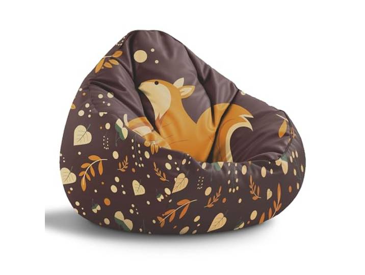 DreamRoots Sitzsack Kinder Bean Bag, Adorable Squirrel, Gr. M Sitzkissen Kinder Boden, Kinderzimmer Möbel, Sitzsäcke fürs Kinderzimmer, mit Füllung