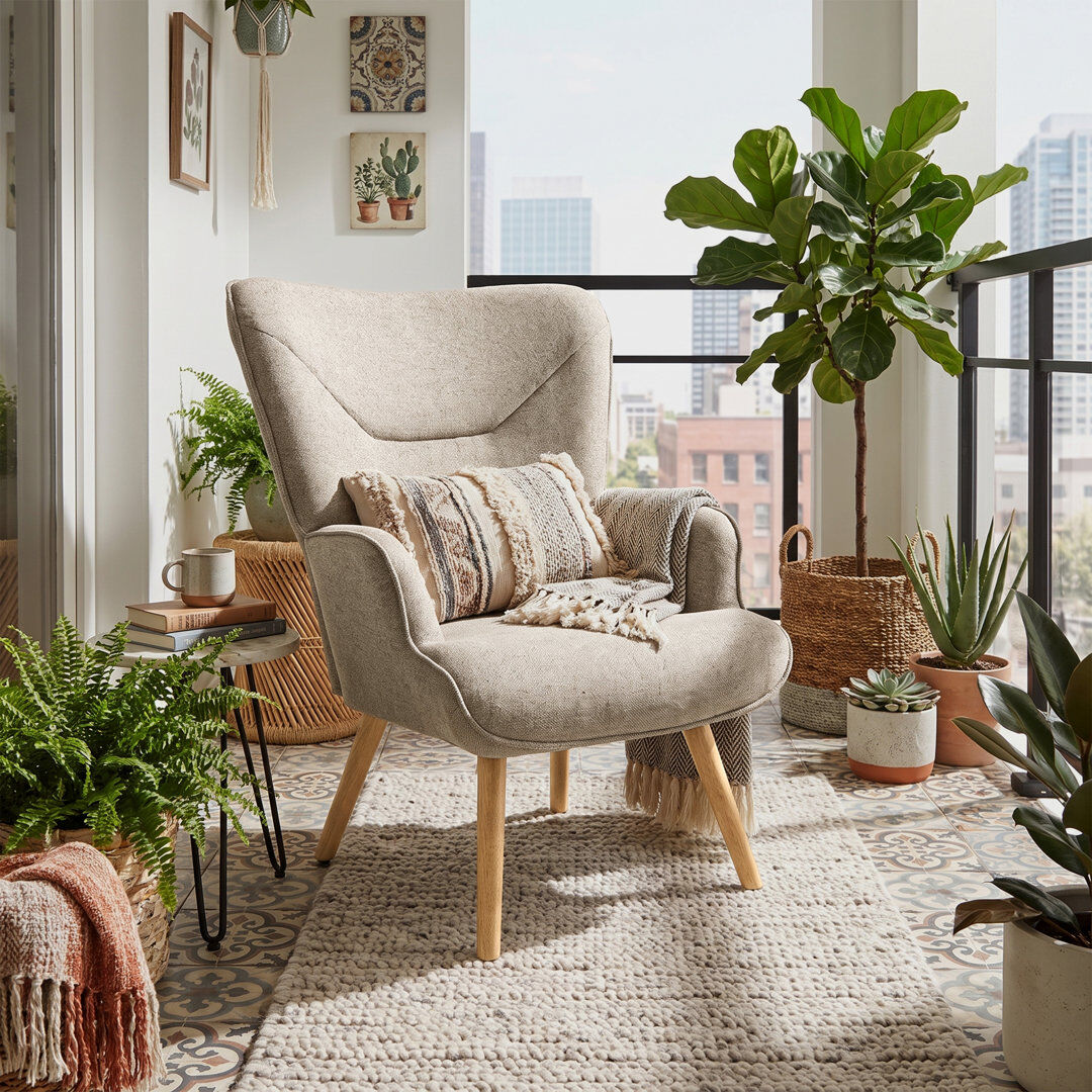 Goeurvant Eng Upholstered Armchair Sand 93cm H X 65cm W X 44.5cm D