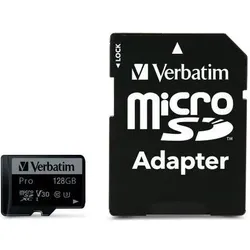 Verbatim Pro U3 (128 GB, microSDXC, U3, UHS-I), Speicherkarte, Schwarz