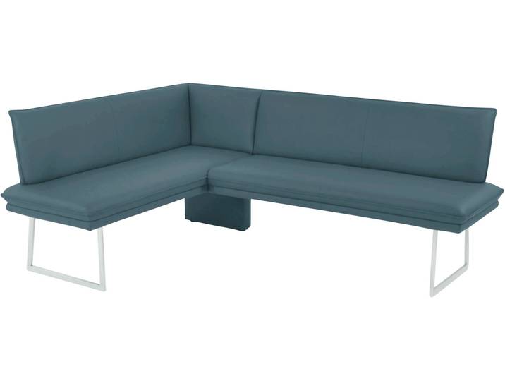 Eckbank K+W KOMFORT & WOHNEN, blau (topas), H:86cm T:60cm, Sitzbänke, Eckbank, mit Sattlernaht und schmaler Kufe, langer Schenkel rechts oder links