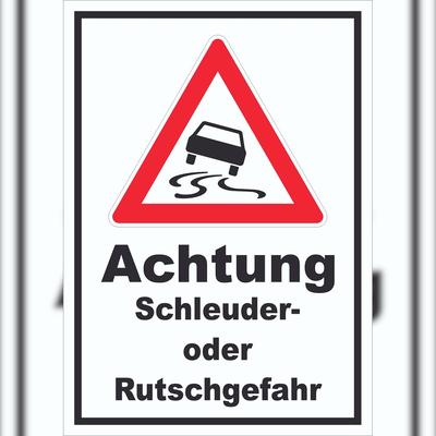 HB-Druck Schild Achtung Schleuder- oder Rutschgefahr A4 (210x297mm)