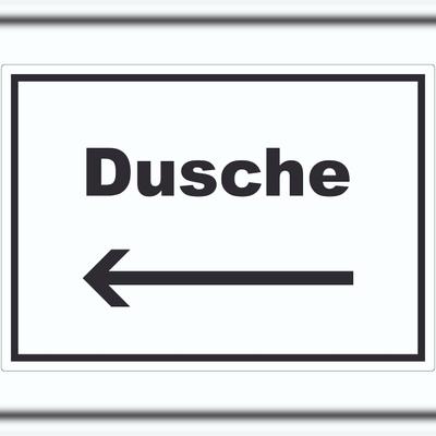 HB-Druck Dusche Aufkleber mit Text und Richtungspfeil links waschen Hygiene waagerecht A1 (594x841mm)