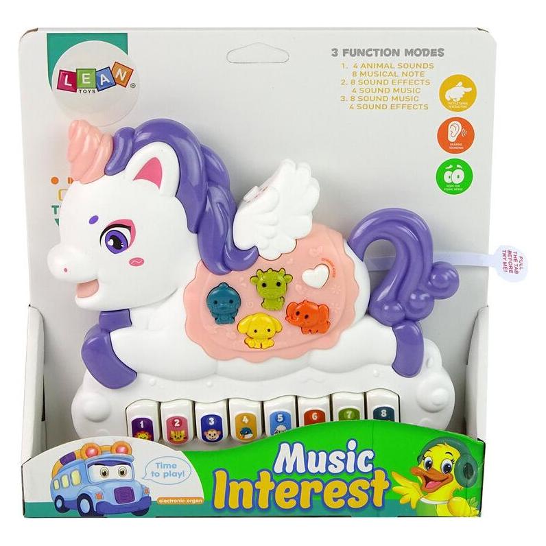 Lean Toys Interaktives Klavier Einhorn Geräusche Tiere Fahrzeuggeräusche Melodien Weiss (33450664)
