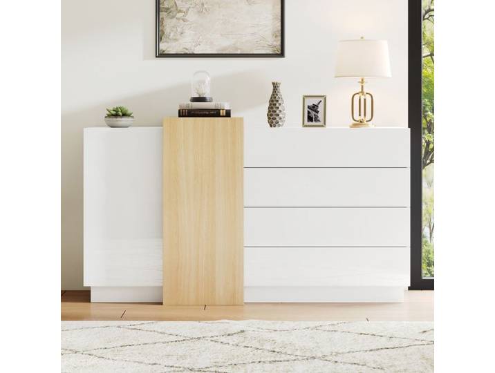 Buffet lumineux blanc armoire de salle à manger moderne avec rangement armoire de rangement moderne minimaliste en bois grainé