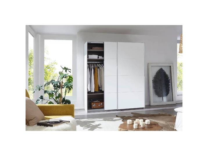 Schwebetürenschrank I 181cm Weiß/Alpinweiß Premium ohne Spiegeltür/-en