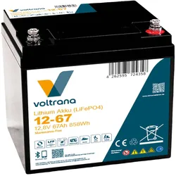 Voltrana AGM Wohnmobilbatterie 12,8V 67Ah Bluetooth Heizfunktion LiFePO4