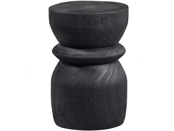 Livetastic Beistelltisch Bikkel, Schwarz, Holz, Paulownia, rund, zylindrisch, 28x40x28 cm, Wohnzimmer, Wohnzimmertische, Beistelltische