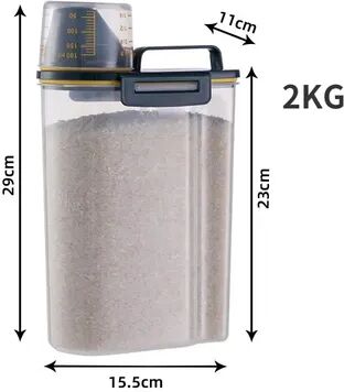 Perfect Picks Market Plastic Dog And Cat Food Storage Container With Measuring Cup Moisture Proof, Sealed Pail For Pet Supplies 2kg Blue