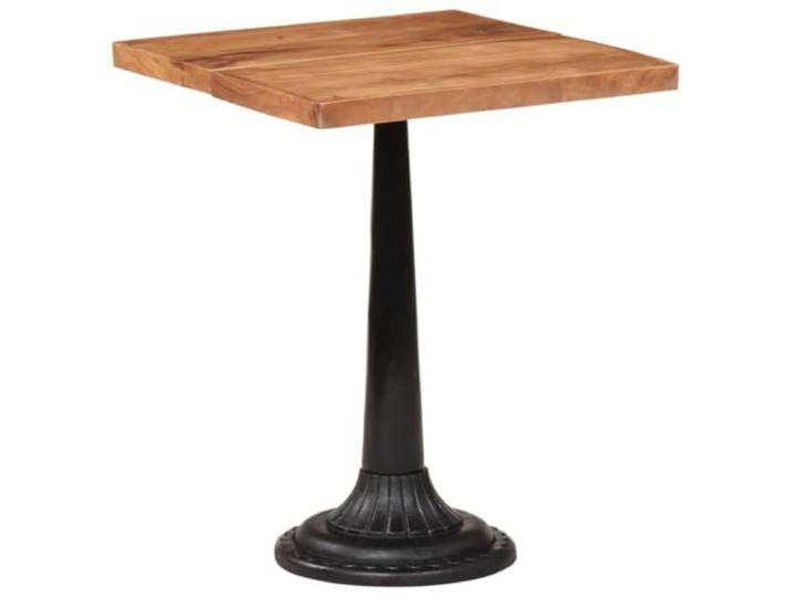 HAQWRDQSG Bistrotisch 60x60x76 cm Akazie Massivholz Gusseisen Esstisch Rustikaler Stehtisch mit Unikat-Holzmaserung für Balkon, Küche oder Bistro-Ecke. Standfestes Eisengestell für Stabilität.
