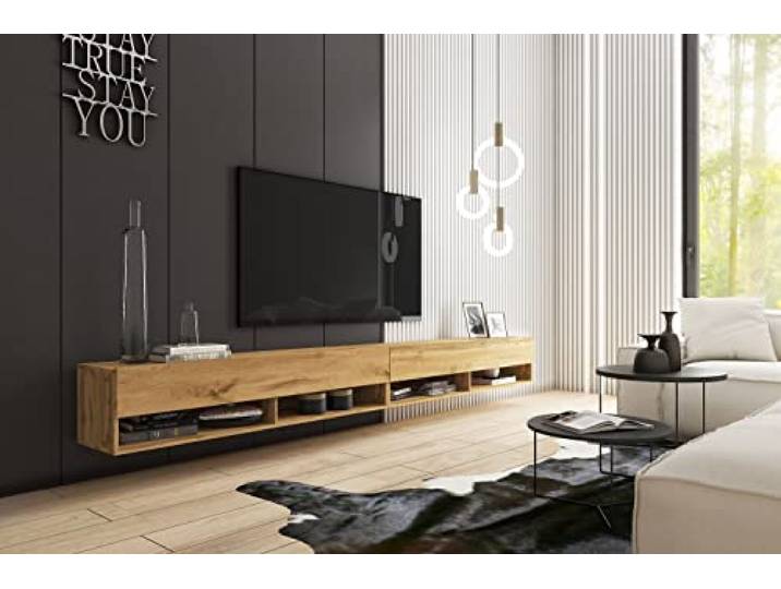 PIASKI TV-Schrank LOWBOARD A 280 cm, TV-Ständer mit optionaler Beleuchtung, Hängend oder Stehend, Modernes Wohnzimmermöbel