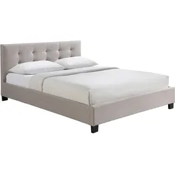 Bett 160 x 200 Stoff Beige gepolstert MARQUISE