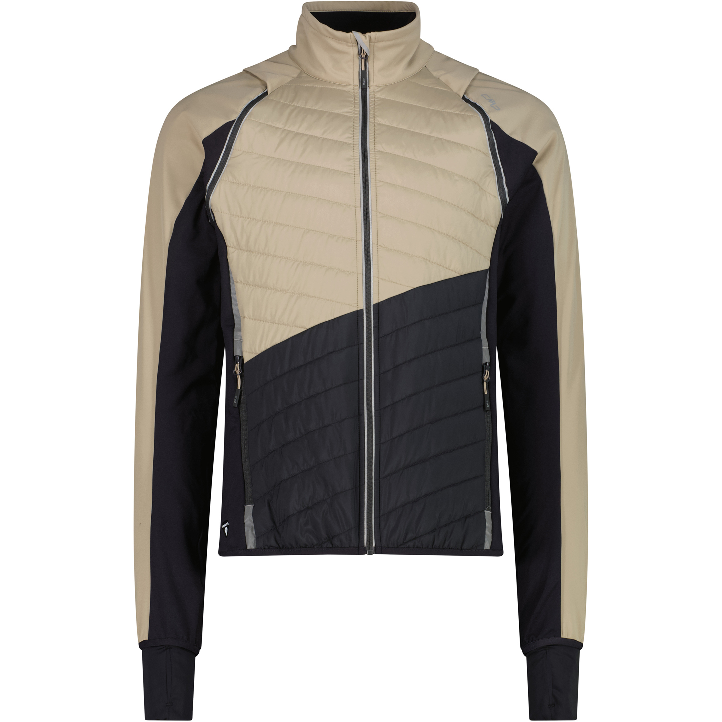 CMP Light Softshell Herren Kunstfaserjacke beige Größe S Trekking Elastisch Wasserabweisend