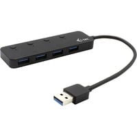 Metal HUB 4 Port mit On/Off Switches, USB-Hub schwarz