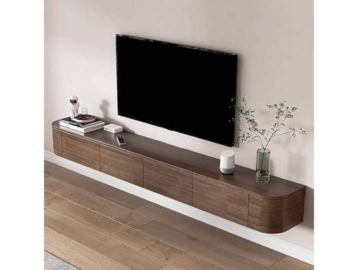 Coubird TV Schrank hängend Wandmontiert Rustikal Braun Holz Großer Schwebende TV Regale Türen & Schublade Moderne Entertainment TV Konsole Aufbewahrung TV Unterbau (180cm/70in)