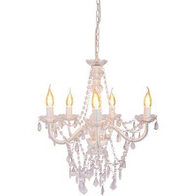 NÄVE Pendelleuchte "5er Krone "CECILIA" D: 52 cm weiß", weiß, H: 85cm, 1 Stk., Leuchten, elegantes Design, Pendelleuchte