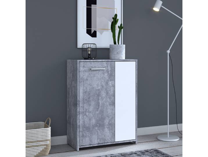 Kommode Kakuil 60 x 79 x 30cm Grau/Weiß