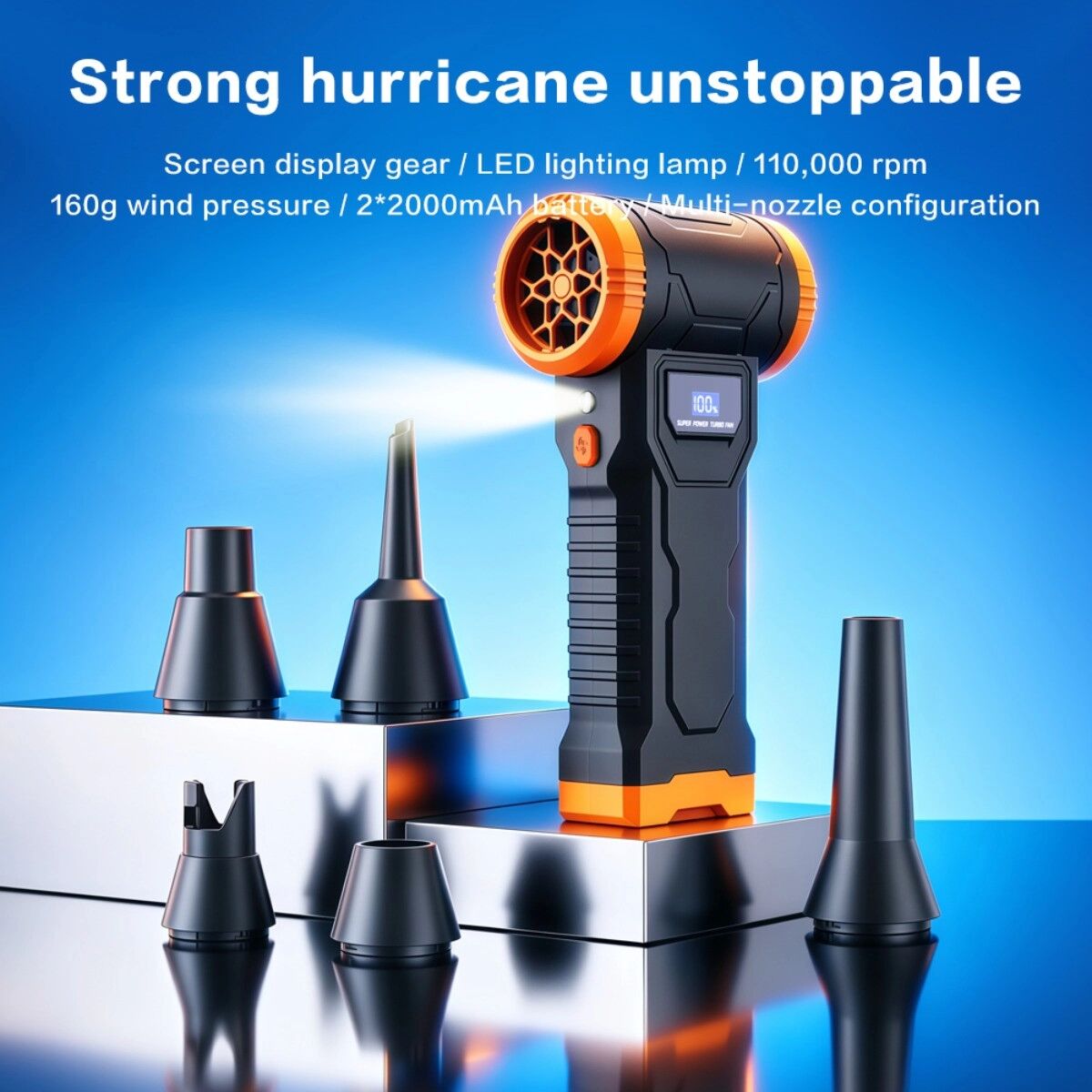 INF Handlicher tragbarer Mini-Luftbläser (Standard Edition) – 4000mAh wiederaufladbar, kabellos, 110000RPM, einstellbare