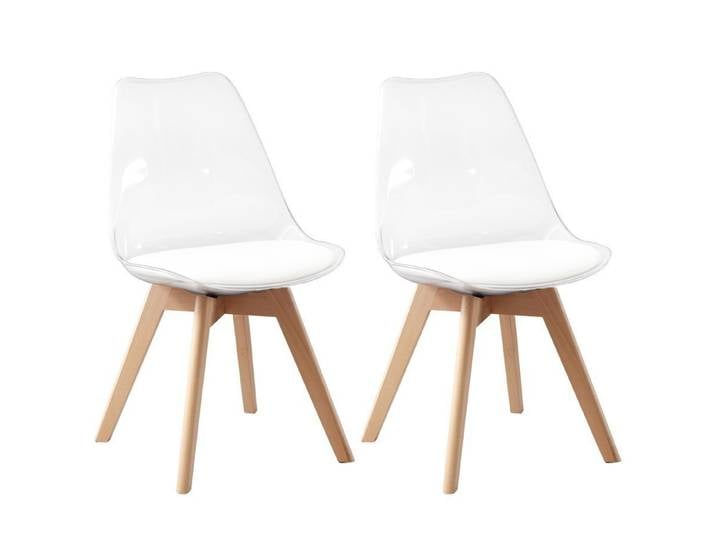 Esszimmerstuhl AMALIA 2er Set transparent/weiss/natur