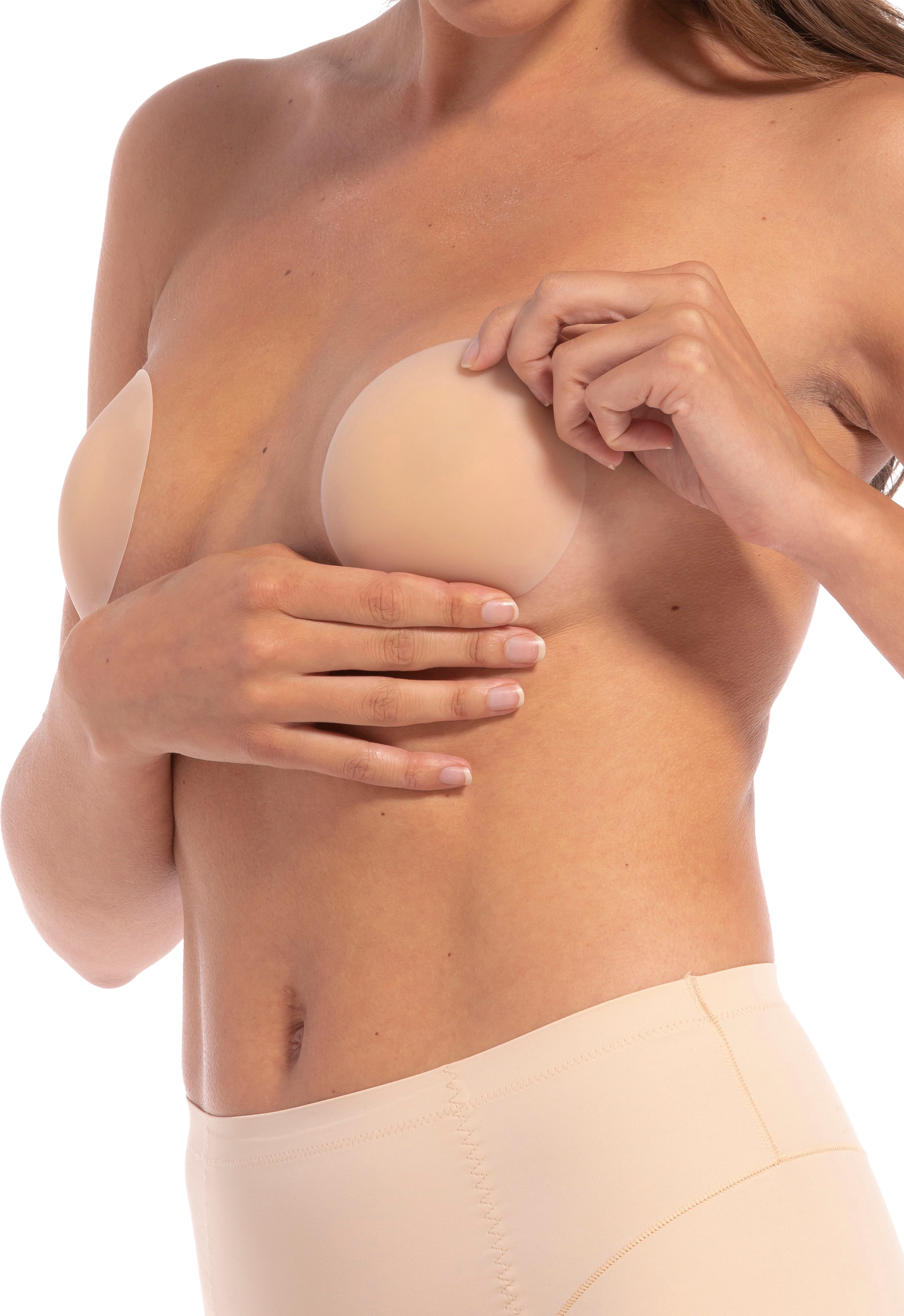 Klebe-BH MAGIC BODYFASHION "Magic Nipples", Damen, Gr. S/M, N-Gr, braun (latte), Obermaterial: 100% Polyurethan, BHs Klebe-BH, Mehrfach verwendbar
