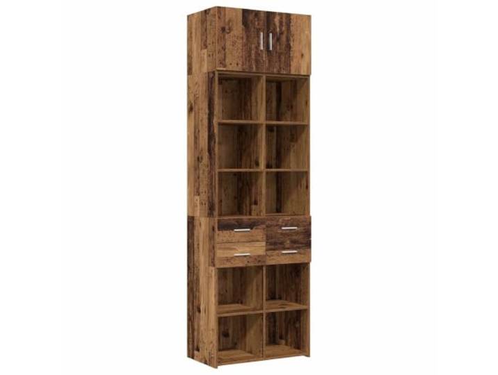 PUGYNBK 2-teiliger Aufbewahrungsschrank aus Altholz Verstellbare Regale, Türen mit Scharnieren, modulares Design, einfache Reinigung