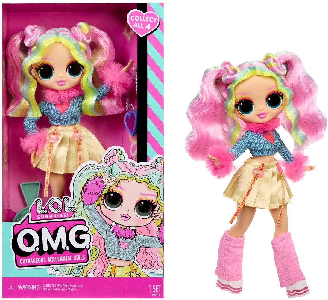 L.O.L. Surprise! O.M.G. Entry Bubblegum D.J. Fashion Doll for Kids - Blue/Pink/Gold - MGA Entertainment