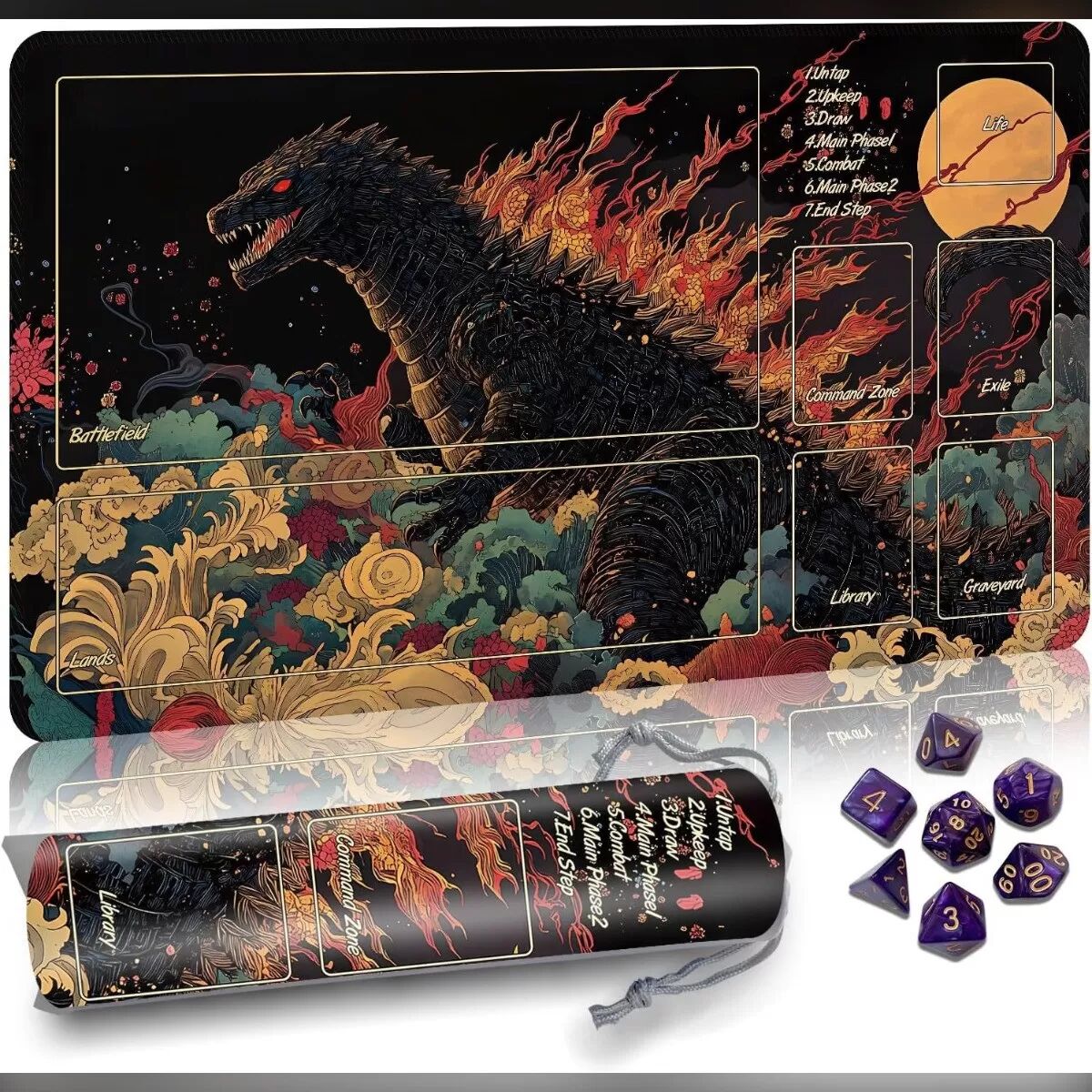 INF Tapis de Jeu Magic The Gathering Yu-Gi-Oh (350x600x3mm) - Caoutchouc Naturel, Surface Lisse, Compatible avec Magic The