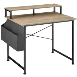 tectake Schreibtisch mit Ablage und Stofftasche  Industrial Holz Hell, Eiche Sonoma