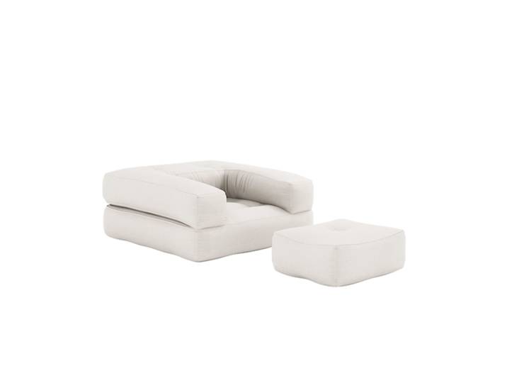 Matelas futon et pouf 2 en 1 CUBE écru 90x190