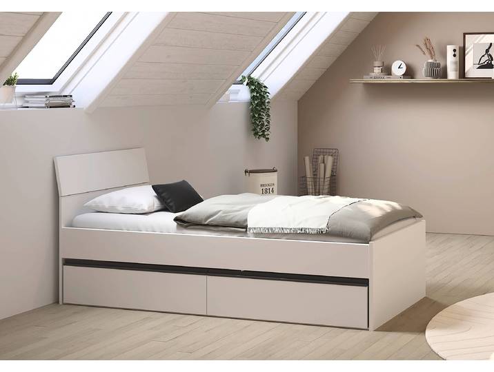 Bettgestell Asra 90 x 200cm Spanplatte, lackiert Weiß