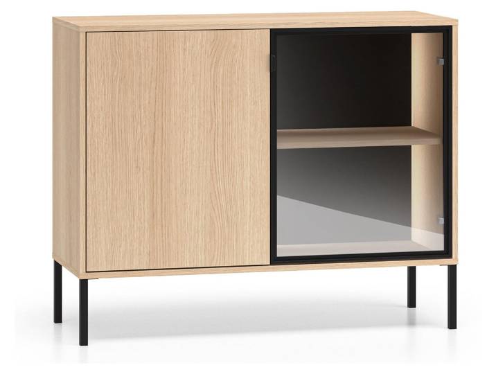 Selsey Barnee – Buffet avec vitrine éclairée\, aspect chêne\, 107 cm