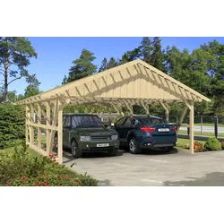 Skan Holz Schwarzwald Doppel 684x772cm Dachlatt.unbehandelt inkl.gr.Abstellraum Holzcarport