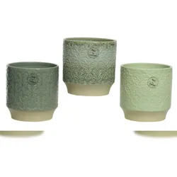 Decoris 1 Blumentopf 12x13cm Keramik Übertopf Blumenübertopf klein Steingut Deko Pflanzentopf Topf Sukkulenten Kakteen Kräuter Grün