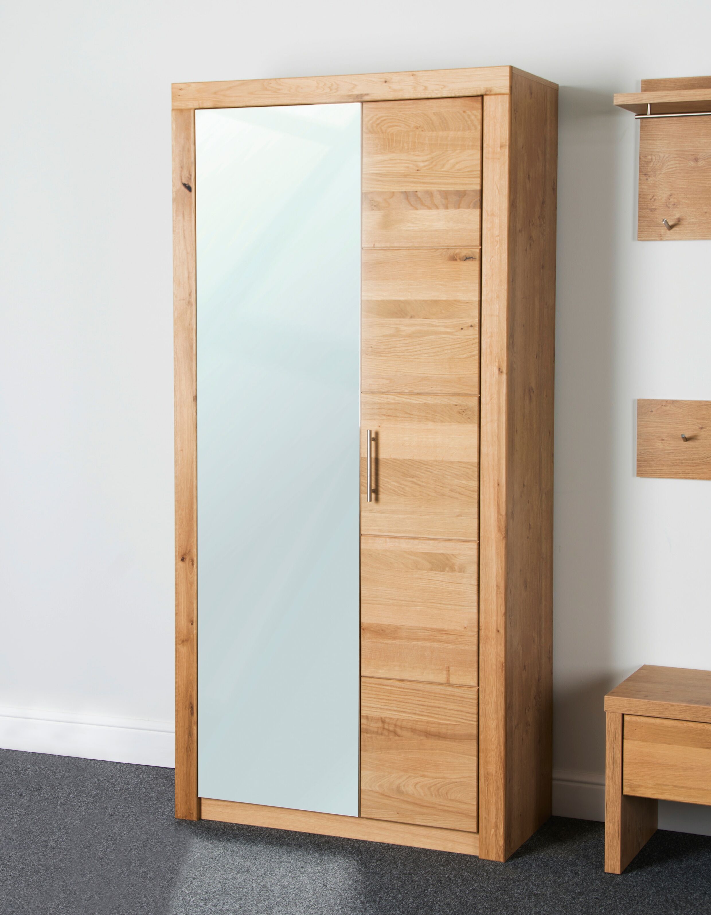 Garderobenschrank VOGL MÖBELFABRIK "Toronto", braun (eiche), B:90cm H:191cm T:42cm, Holzwerkstoff, Massivholz, Schränke, Garderobenschrank