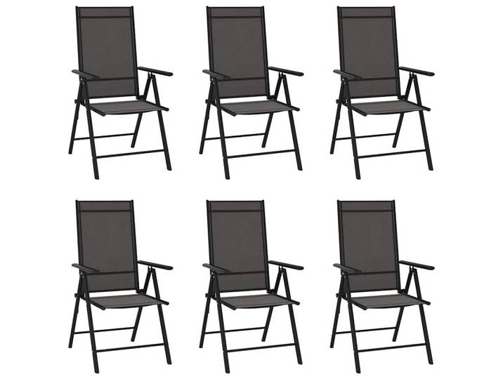 vidaXL Sitzgruppe vidaXL Gartenstühle Klappbar 6 Stk. Textilene Schwarz