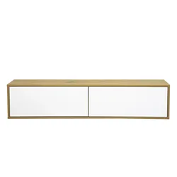 Wand-TV-Möbel weiße und helle Holzoptik Eiche L140 cm FLEXO