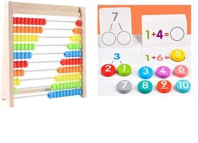 Inspire Curations Wooden Abacus For Kids Montessori Counting Toy With Rainbow Counting Beads set 2