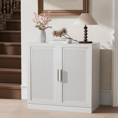 Dovelina "31""H Classic Storage Cabinet with Adjustable Shelves with Rattan Doors"