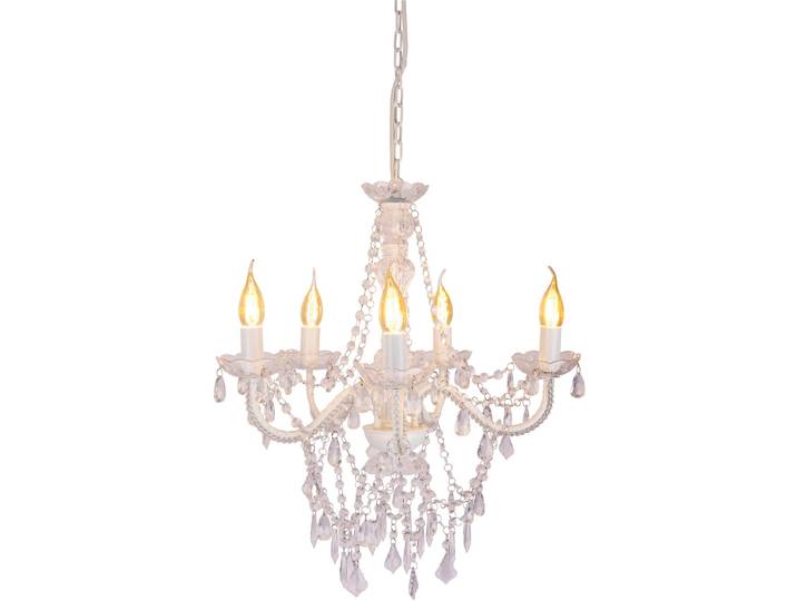 NÄVE Pendelleuchte 5er Krone CECILIA D: 52 cm weiß , weiß, H: 85cm, 1 Stk., Leuchten, elegantes Design, Pendelleuchte