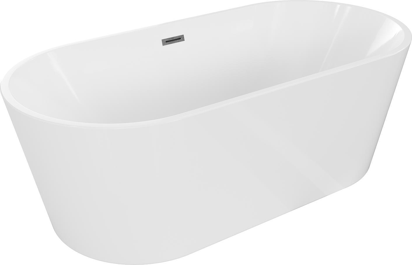 Mexen Luna freistehende Badewanne 160 x 75 cm, weiß, Abfluss gun-gray gebürstet - 52031607500-66