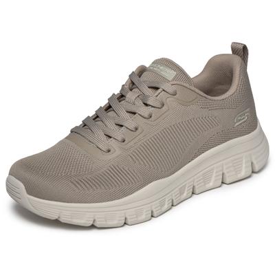 Sneaker SKECHERS "BOBS B LITE vegan", Herren, Gr. 44, Textil, beige (dunkeltaupe), Schuhe Sneaker, Schnürschuh, Freizeitschuh, maschinenwaschbar