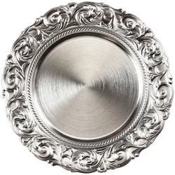 Dekoteller 33cm Kunststoff mit prunkvollem Muster - Silber
