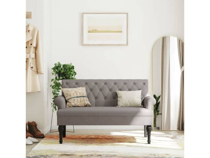 Banc avec dossier - - Taupe - Tissu - 120x62x75 5 cm