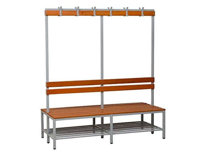 Schrank & Stuhl Umkleidesitzbank/Garderobensitzbank doppelseitig 160 cm mit Hakenleiste & Schuhrost