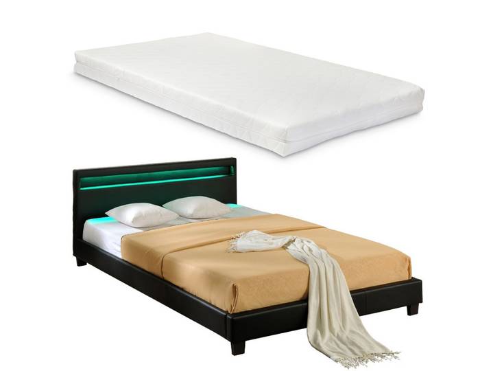 POLSTERBETT Paris mit Matratze und LED-Beleuchtung
