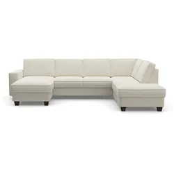 Wohnlandschaft OTTO HOME "County U-Form", beige (natur), B:309cm H:81cm T:213cm, Luxus-Microfaser (100% Polyester);Struktur fein (100% Polyester);Luxus-Microfaser weich (9ß% Polyester, 10% Polyamid), Sofas, Wohnlandschaft, wahlweise Ottomane links oder rechts, mit Federkern-Polsterung