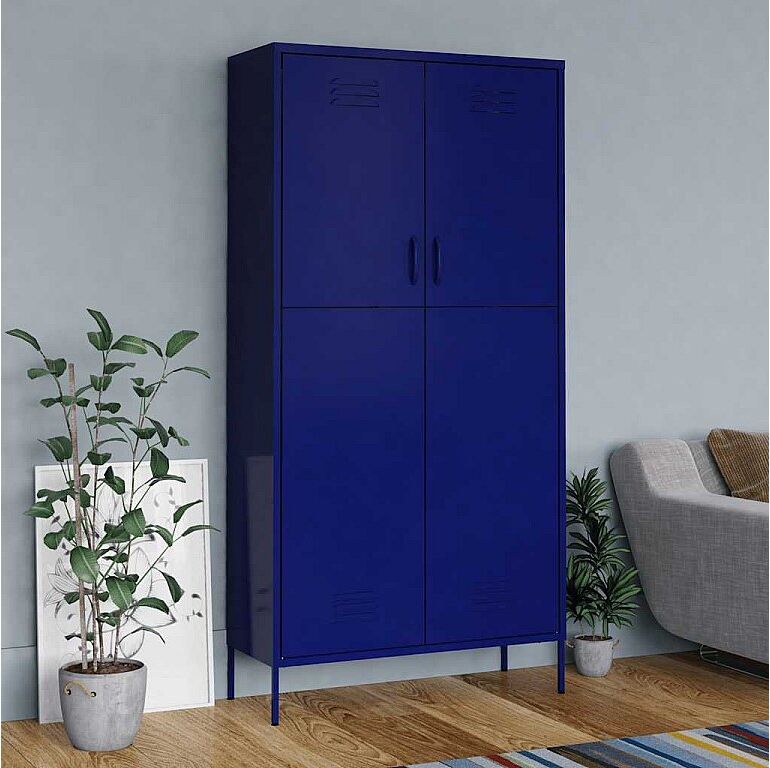 vidaxl Armario de acero azul oscuro 90x50x180 cm