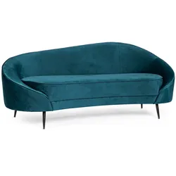 2-Sitzer Sofa Seraphin Samt-Optik, modern, blau, Metallgestell, bequem gepolstert