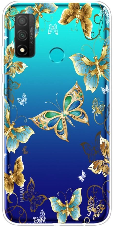 INCOVER Huawei P Smart (2020) Fleksibelt Cover - Guld Sommerfugle
