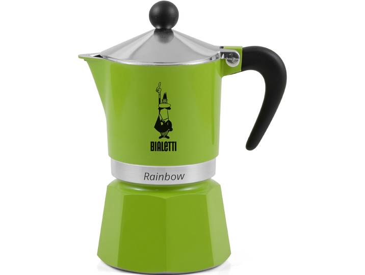 Espressokocher BIALETTI Rainbow , grün (aluminiumfarben, grün), 0,13 l, 3, Kaffeemaschinen, Espressokocher, Aluminium